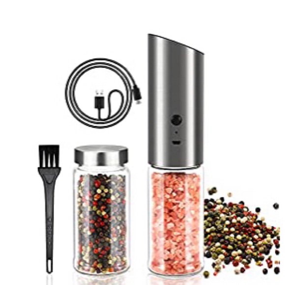 USB Rechargeable Stainless Steel Top Electric Salt And Pepper Grinder Set - Picture 1 of 4